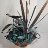 Image 5 : Vintage H. Hill 1993 Verdigris Copper Lily Pad And Cattail Water Fountain