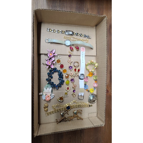 Assorted Costume Jewelry Including Bracelets, Brooches, Watches & Earrings 