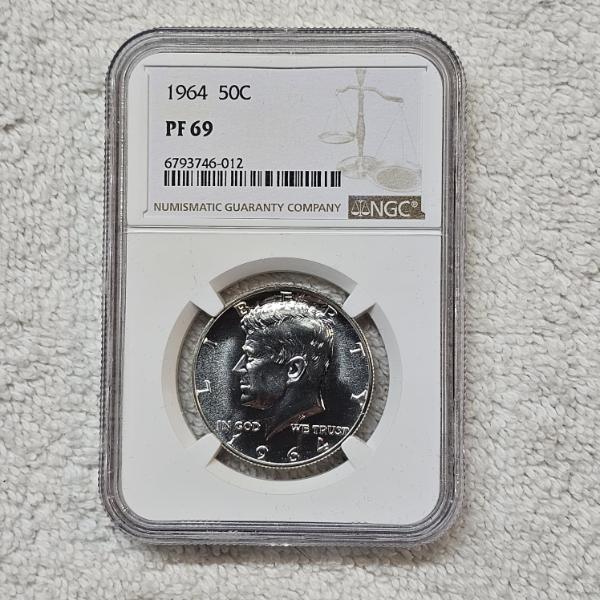 1964 90% Solid Silver Kennedy Proof Half Dollar graded PF 69 by the NGC