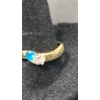 Image 3 : Women's Sterling Silver Ring With Blue & Clear Heart Shaped Stones (Engraved) -Size 9 - Weight: 2.8g