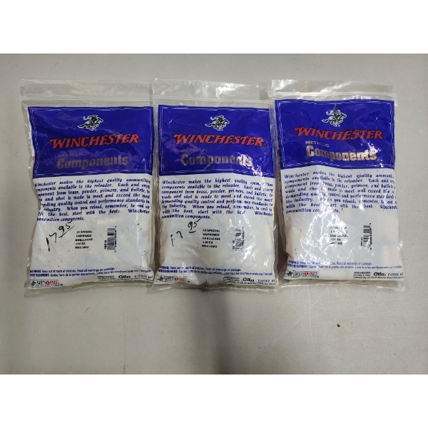 3 Brand New Sealed Bags of Winchester .38 Special Unprimed Shellcases - 300 Total