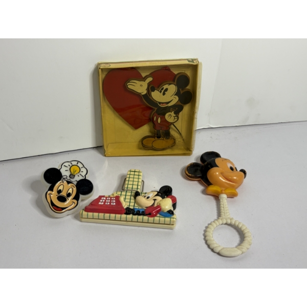 Disney Items - Mickey Mouse - Night light - Chip Clip - Rattle - Ornament - Walt Dsiney Co.
