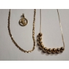 Image 2 : 14K Gold: Flat Chain Necklace, Beaded Chain Necklace, Cherub Pendant TW: 3.9g