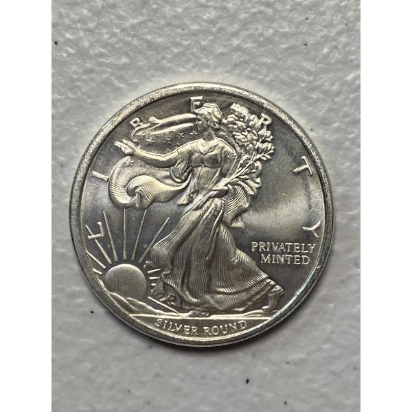 Walking Liberty Design 1/2 Troy Ounce .999 Fine Silver Round