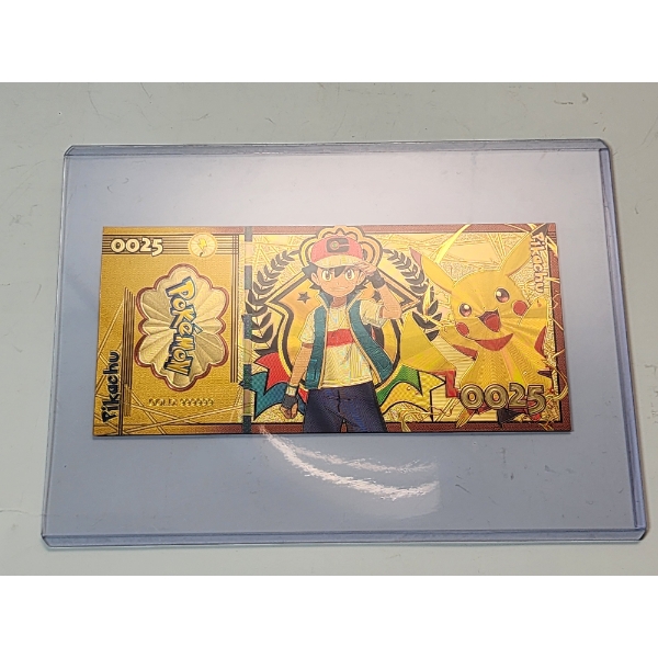 RARE 1996 Pokémon 999999 Gold Foil Note - Pikachu - Mint Condition in Protective Holder