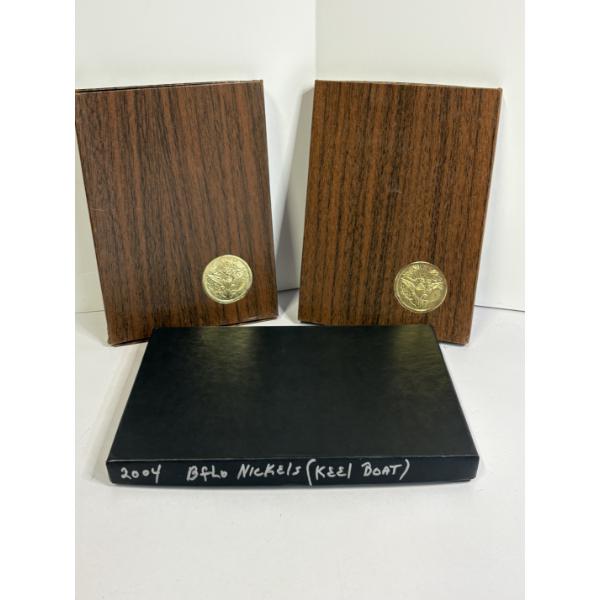 (2) 1971 Eisenhower Silver Dollar - U.S. Proof Dollars & 2004 Keelboat Nickel Display Case -FV $1.30