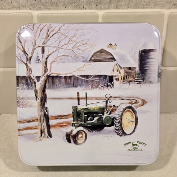 John Deere Christmas Tin and Christmas Ornament (not pictured)