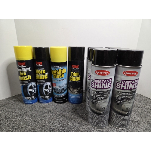 All New Car Care- 10 Cans, Including Glass Cleaner, Tire Shine, & Detailing Spray