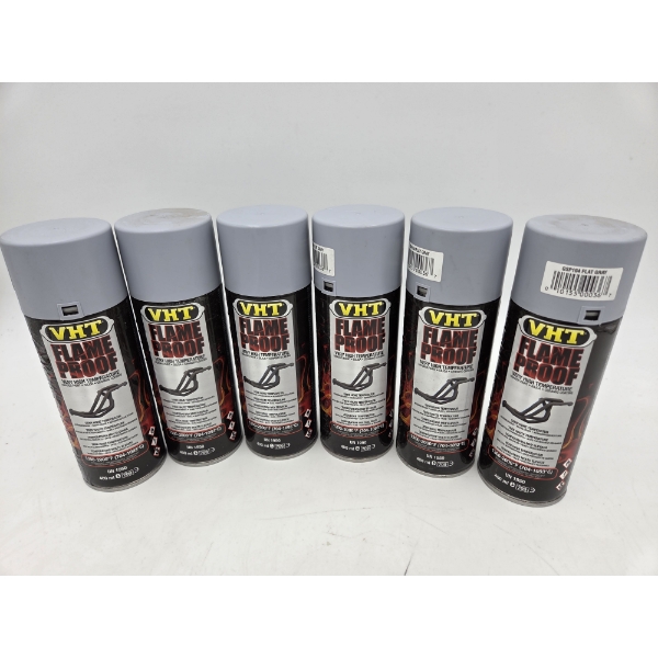 6 Brand New Cans Of Flat Gray VHT Flame Proof Spray Paint