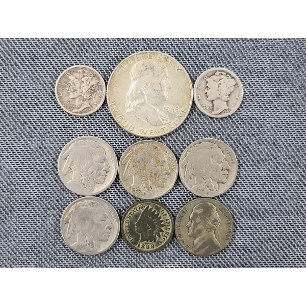 Lot of 9 Assorted United States Historical & Collectible Coins Ft. $0.70 in 90% Silver Coins!