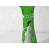 Image 3 : Vintage Mary Gregory Hand-Painted Enamel Green Glass Vase With Gold Rim