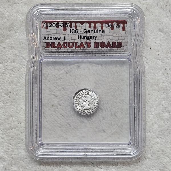 ICG Genuine 1205-1235 Hungary Andrew II Denar Silver Coin Dracula's Hoard Slab