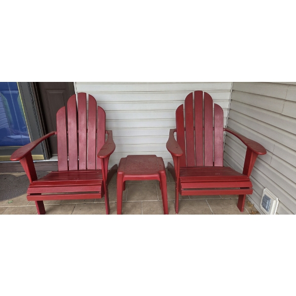 Louisville Home Pickup - Pair Of Outdoor Fiberglass Molded Adirondak Chairs & Matching 16 x 16 Table