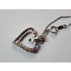 Image 4 : Beautiful 14K White Gold 19" Necklace with 14K Heart Pendant with Pink Gemstones - TW: 3.1g