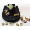 Image 4 : Gold-Tone Sterling Silver Jewelry: Opal Ring, 6 Pairs of Stud Earrings - Total Weight: 8.5g