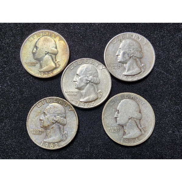 $1.25 Face Value in Assorted 90% Silver Washington Quarters