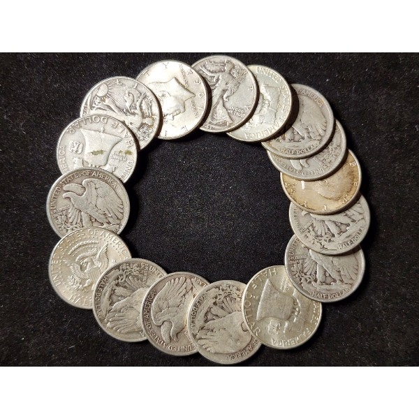 $8 Face Value in Assorted 90% Silver Half Dollars 