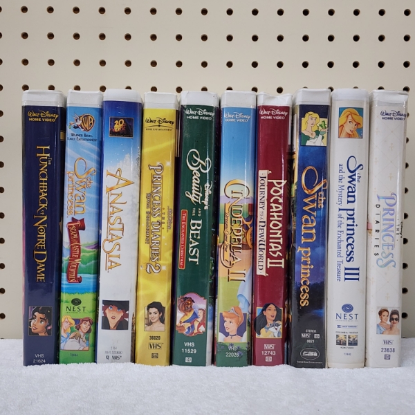 Ten Assorted Vintage VHS Disney Movies Including Swan Princess & Princess Diaries 