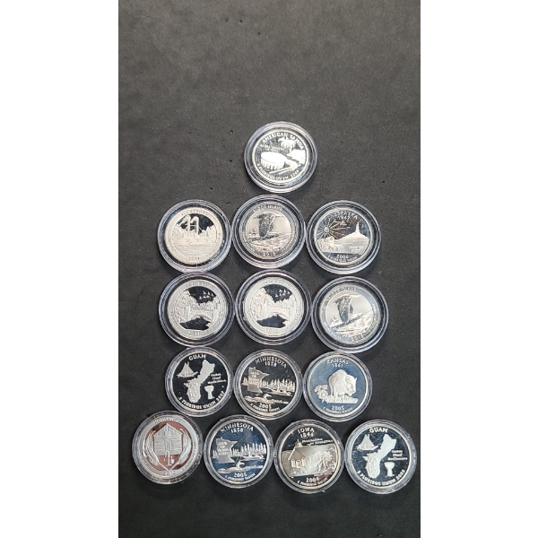 Assorted Years State/America the Beautiful National Parks 90% Silver Mint Proof Quarters - FV: $3.50