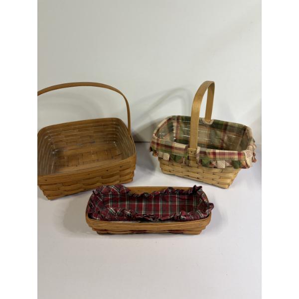 Longaberger Baskets - Set of 3 - 2 Lined
