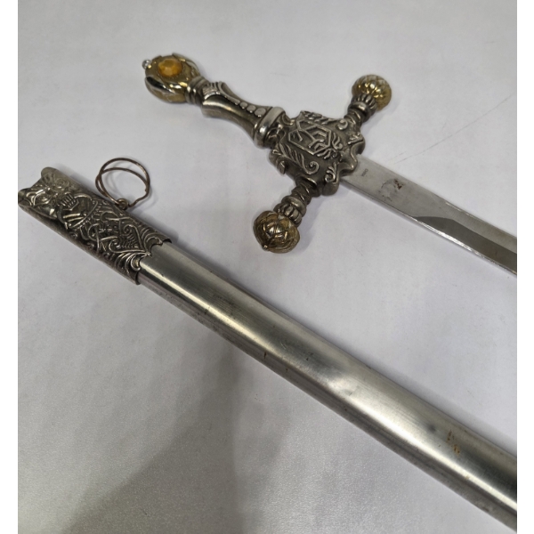 Metal 25'' Decorative Sword With Scabbard In Good Condition