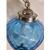 Image 7 : Excellent Condition Elegant Vintage Ice Blue Pendant Swag Strawberry Shape Leviton Lamp On Chain Wit