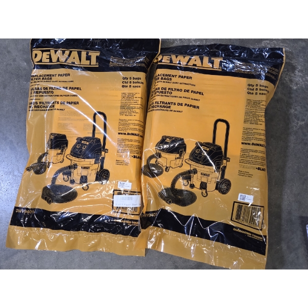 Two New 5 Packs DeWalt Dust Collector Paper Disposal Bags