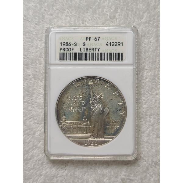 ANACS PF67 Graded 1986-S Proof Silver Liberty Ellis Island Dollar 
