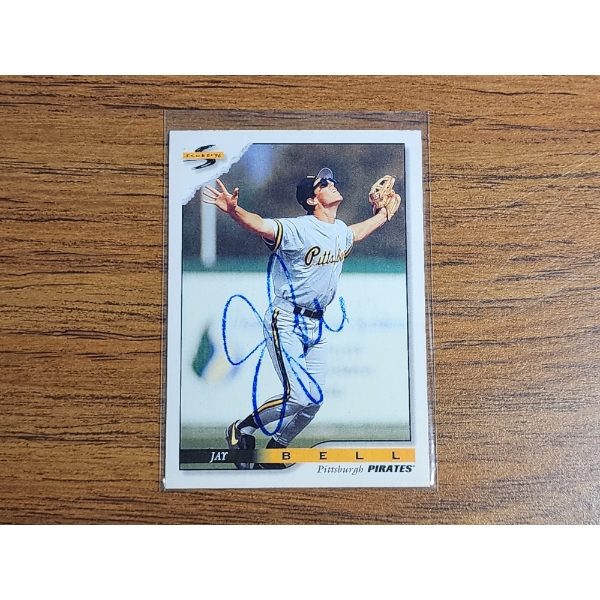 1996 Score Pinnacle Autographed Baseball Card Jay Bell Pittsburgh Pirates #300 