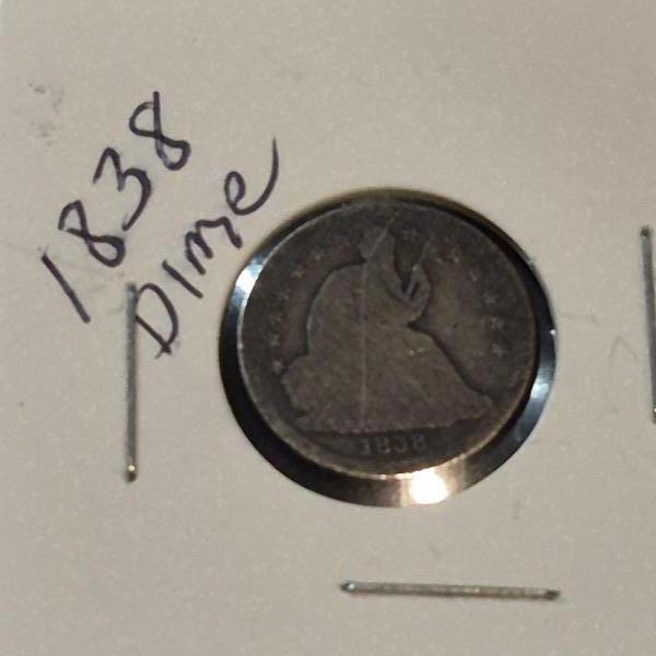 U.S. RARE COINAGE - 1838 TEN CENT SEATED LIBERTY SILVER DIME - SEE CONDITION