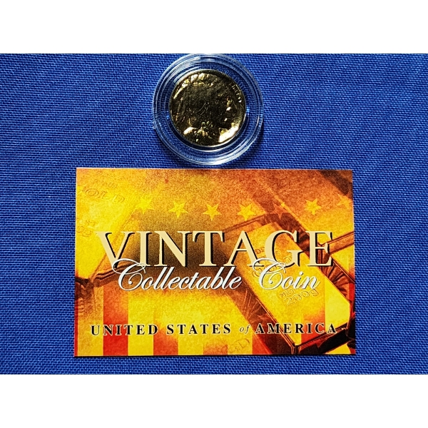 Incredible Collectors Coin ~ 24KT Gold Plated Buffalo Nickel With Certificate of Authenticity!