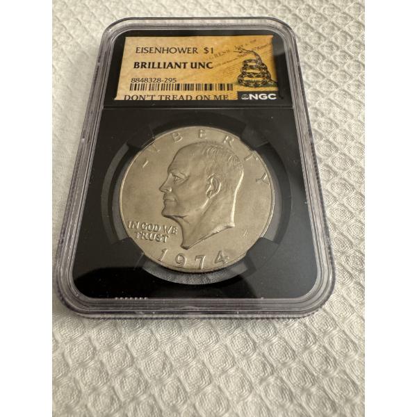 1974 United States Eisenhower "DON'T TREAD ON ME" Dollar - Graded By NGC - Mint Condition