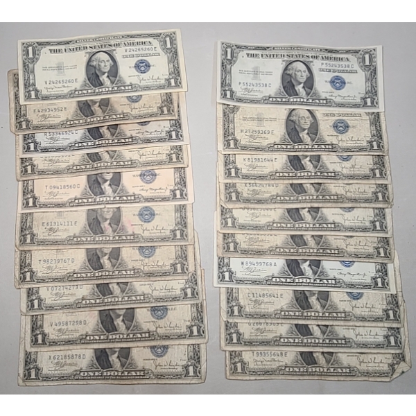 Lot Of (20) Assorted Series United States $1 Silver Certificates - Face Value: $20.00