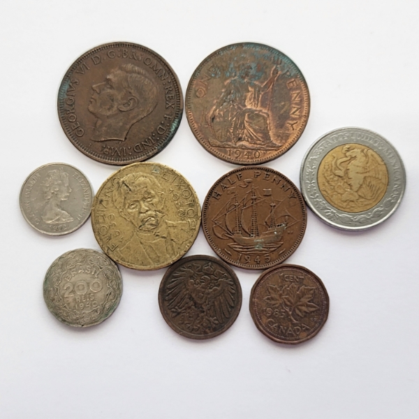 Lot of 9 Assorted World Foreign Coins  