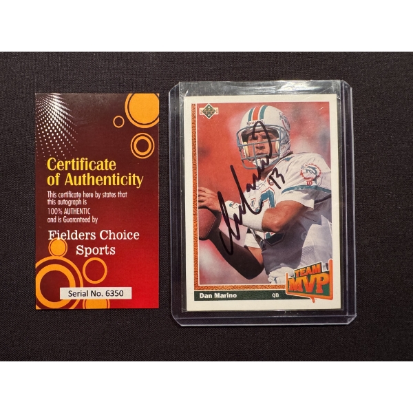 1991 Upper Deck Autographed Dan Marino Dolphins Football Card With COA - Mint Condition