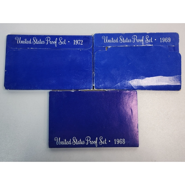 3 - United States Proof Sets: 1972, 1969, 1968 In Original Packaging