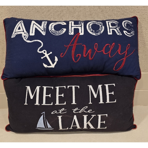 2 Lake Themed Throw Pillows - 22x11
