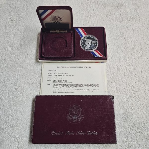 US Mint Gem Proof 1983-S L.A. XXIII Olympiad Commemorative 90% Fine Silver Dollar Coin - 0.77 oz ASW