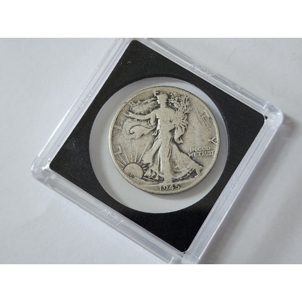 U.S. 1945 Walking Liberty 90% Silver Half Dollar in Holder