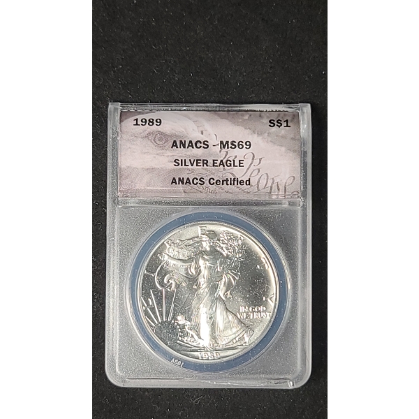 ANACS 1989 MS69 1 oz 999 Fine Silver American Eagle