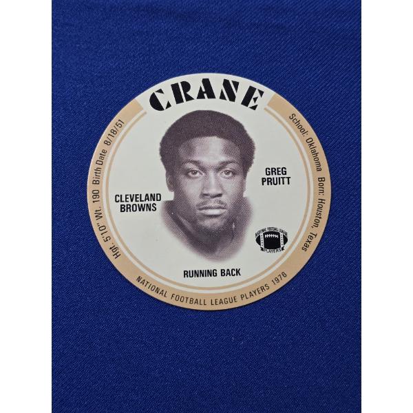 1976 Greg Pruitt Cleveland Browns Round Football Card - Mint Condition