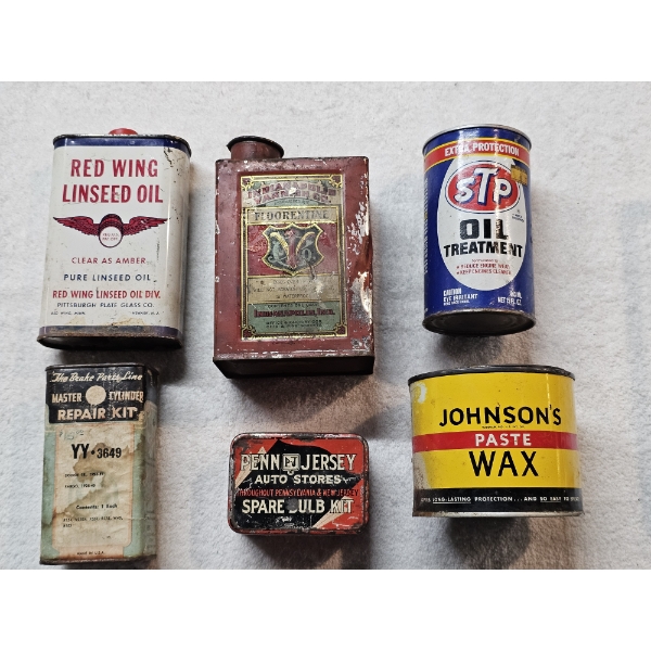 Lot of (6) Vintage Metal Cans