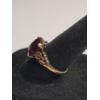 Image 2 : Vintage 10K Yellow Gold Ornate Statement Ring With Emerald Cut Garnet - Size 7.5 - Weight: 3.3g