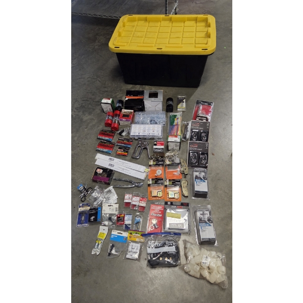 27 Gallon Tuff Tote With Fasteners, Brake Screws, Door Rollers And More