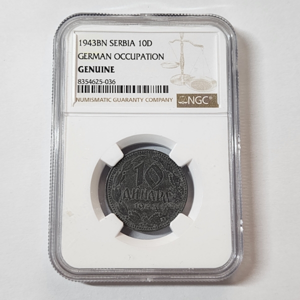 NGC Genuine 1943 BN Serbia 10D German Occupation 