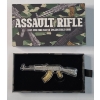 Image 1 : 2024 Chad 2 Oz .999 Fine Silver Assault Rifle Shaped Coin With Antiqued & Gilded Accents 