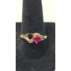 Image 1 : Women's 10K Gold Heart-Shaped Ruby With Open 3-Prong Setting & Accent Diamond - Size 8 - Weight: 1.6