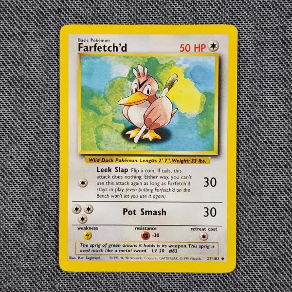 Farfetch'd 27/102 Uncommon Vintage Base Set Pokemon Trading Card in Near Mint Condition!