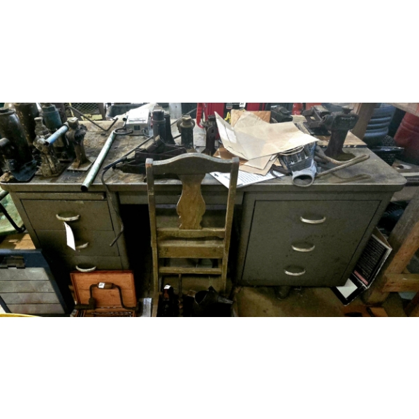 Metal Shop Desk with Chair - Contents Not Included 
