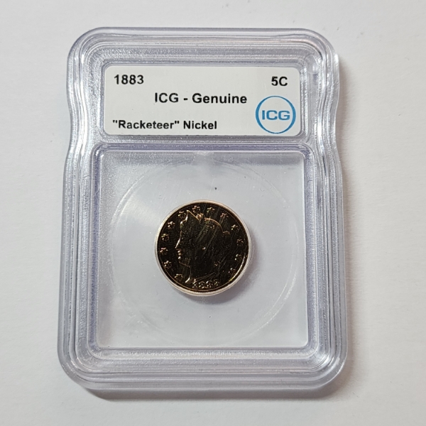 ICG Genuine 1883 "Racketeer" Gold-Plated Liberty Head V Nickel No CENTS